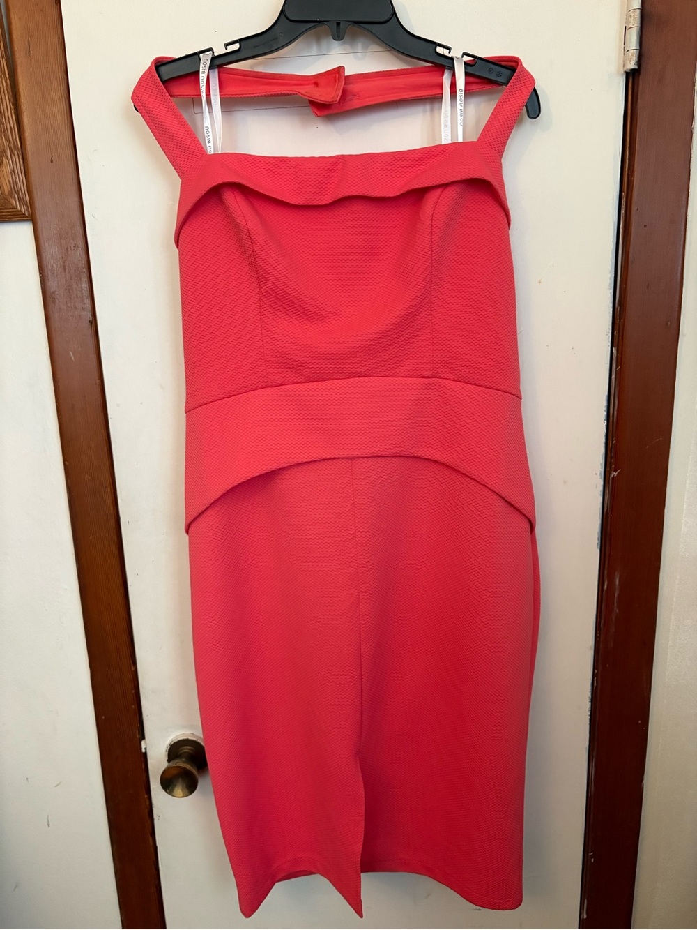 Bisou Bisou Coral-Pink Off-Shoulder Midi Dress